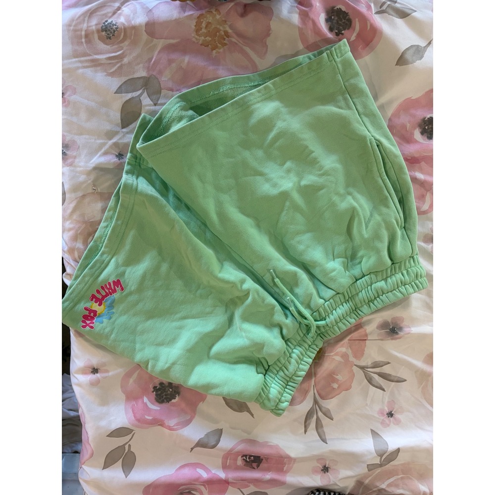 White Fox Boutique Mint Green Logo Sweat Shorts Size M Cotton Lounge Wear